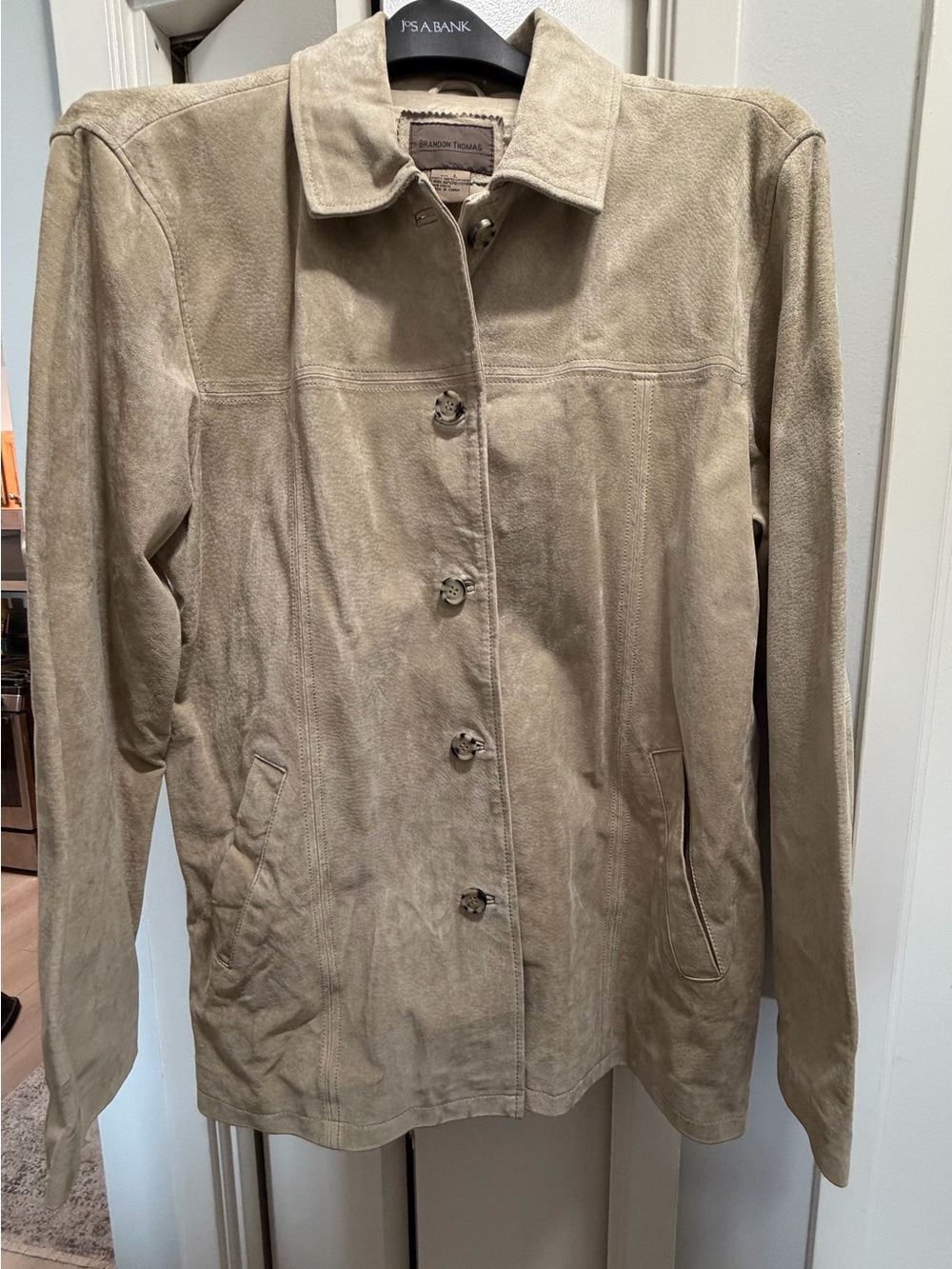 Brandon Thomas Taupe Suede Button-Front Jacket